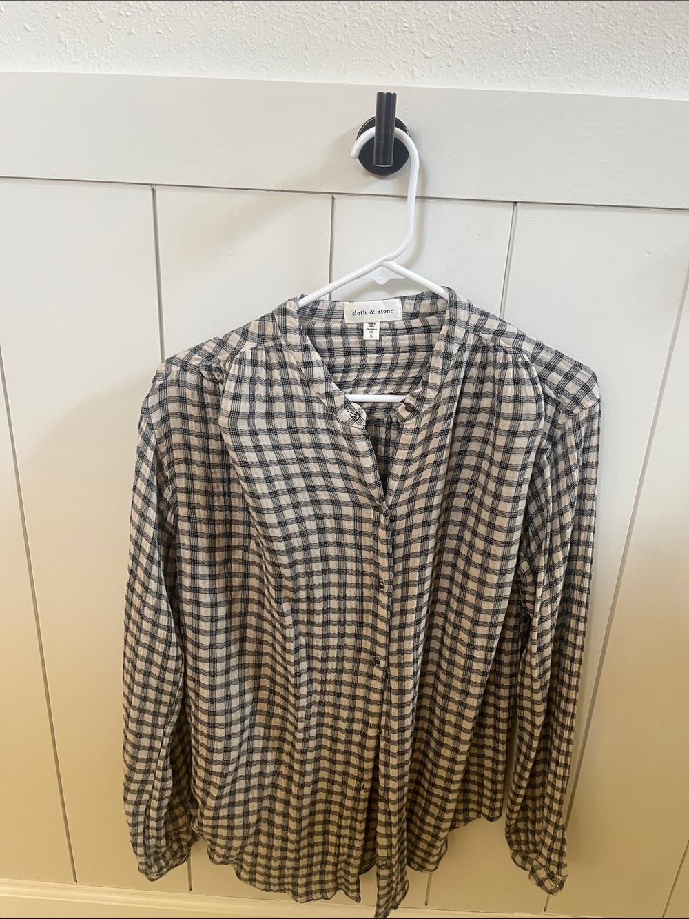 cloth & stone Black and White Checked Casual Button-Down Shirt